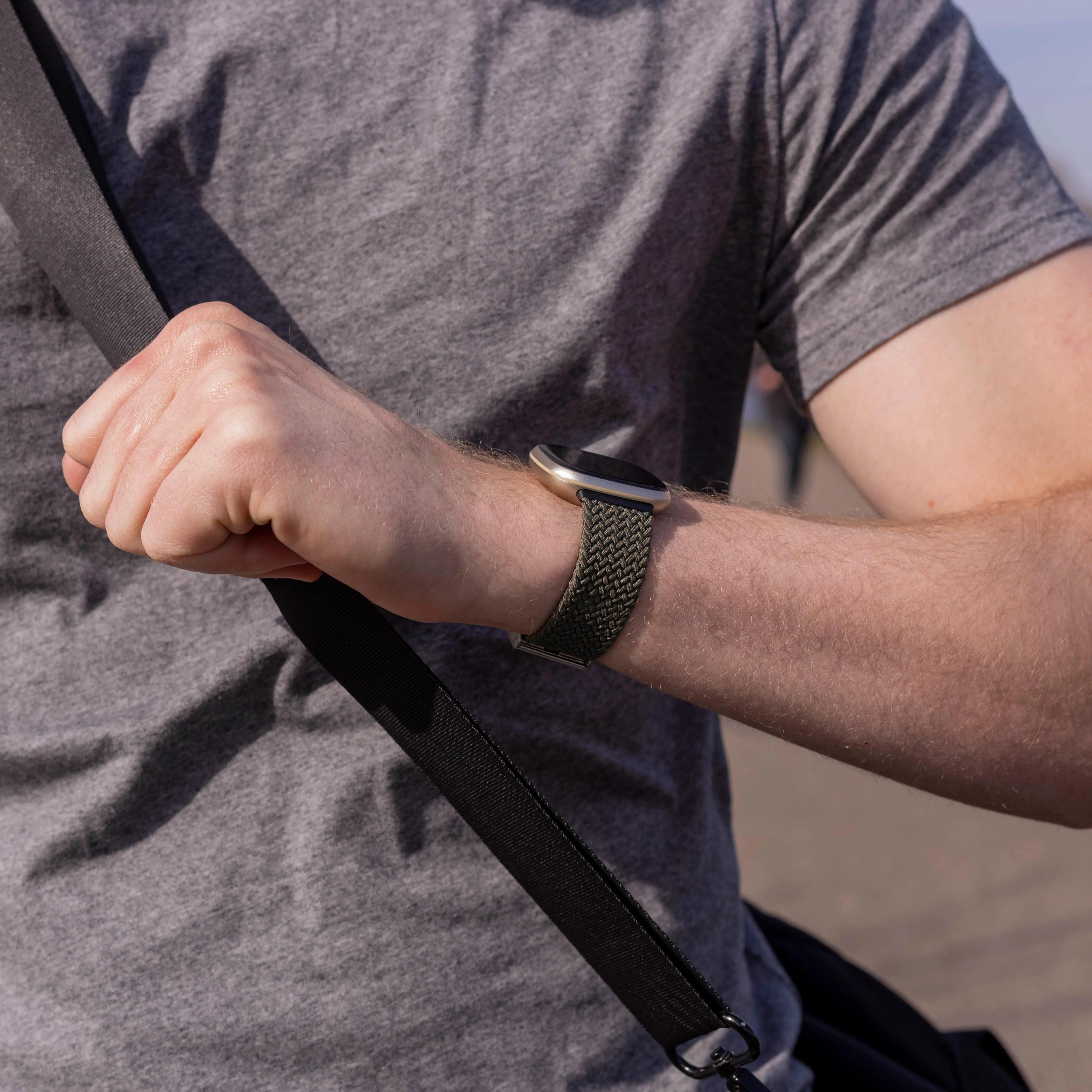 Fitbit Versa 3 Adjustable Braided Strap (Olive Green)