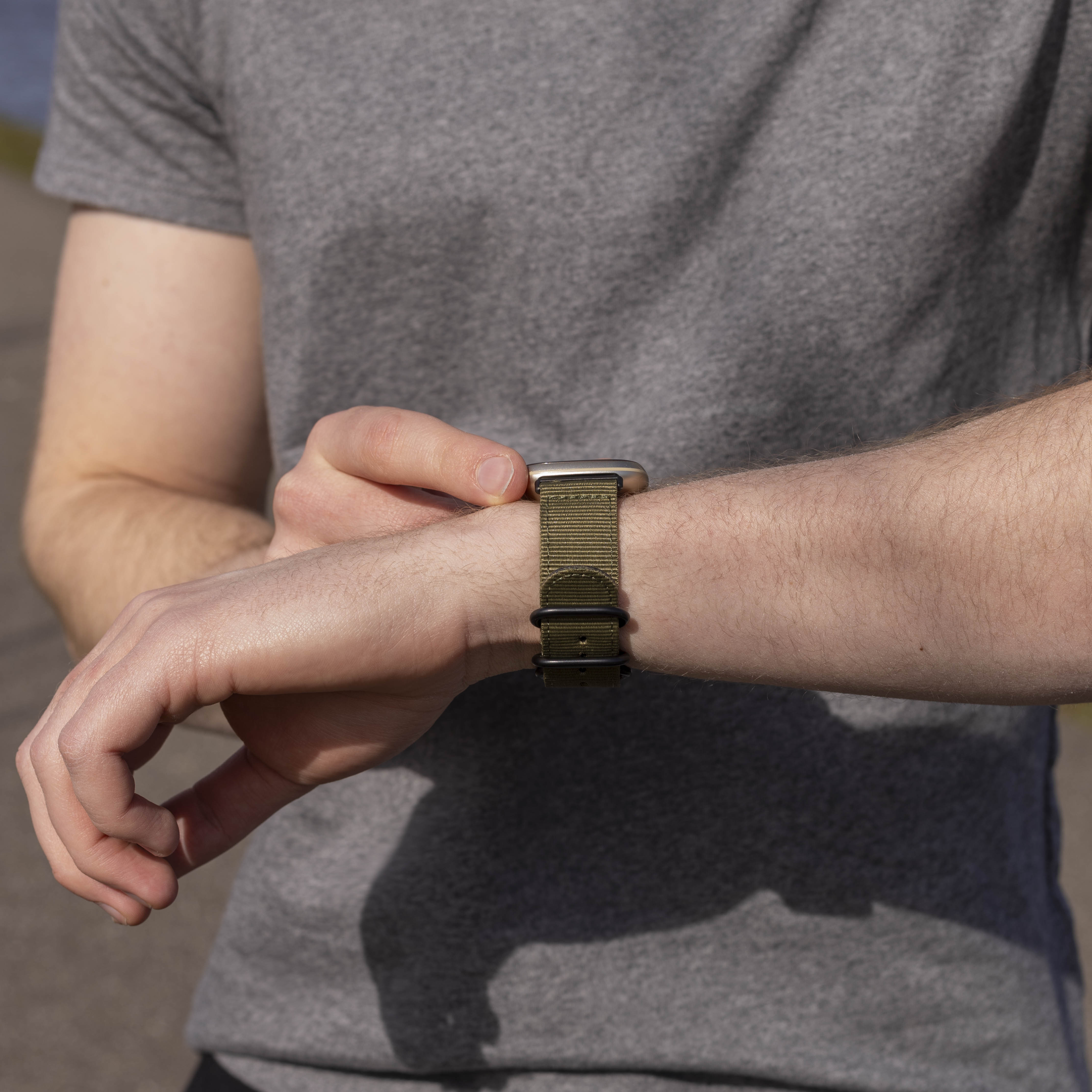 Fitbit Versa 3 Nylon Strap with Buckle (Green)