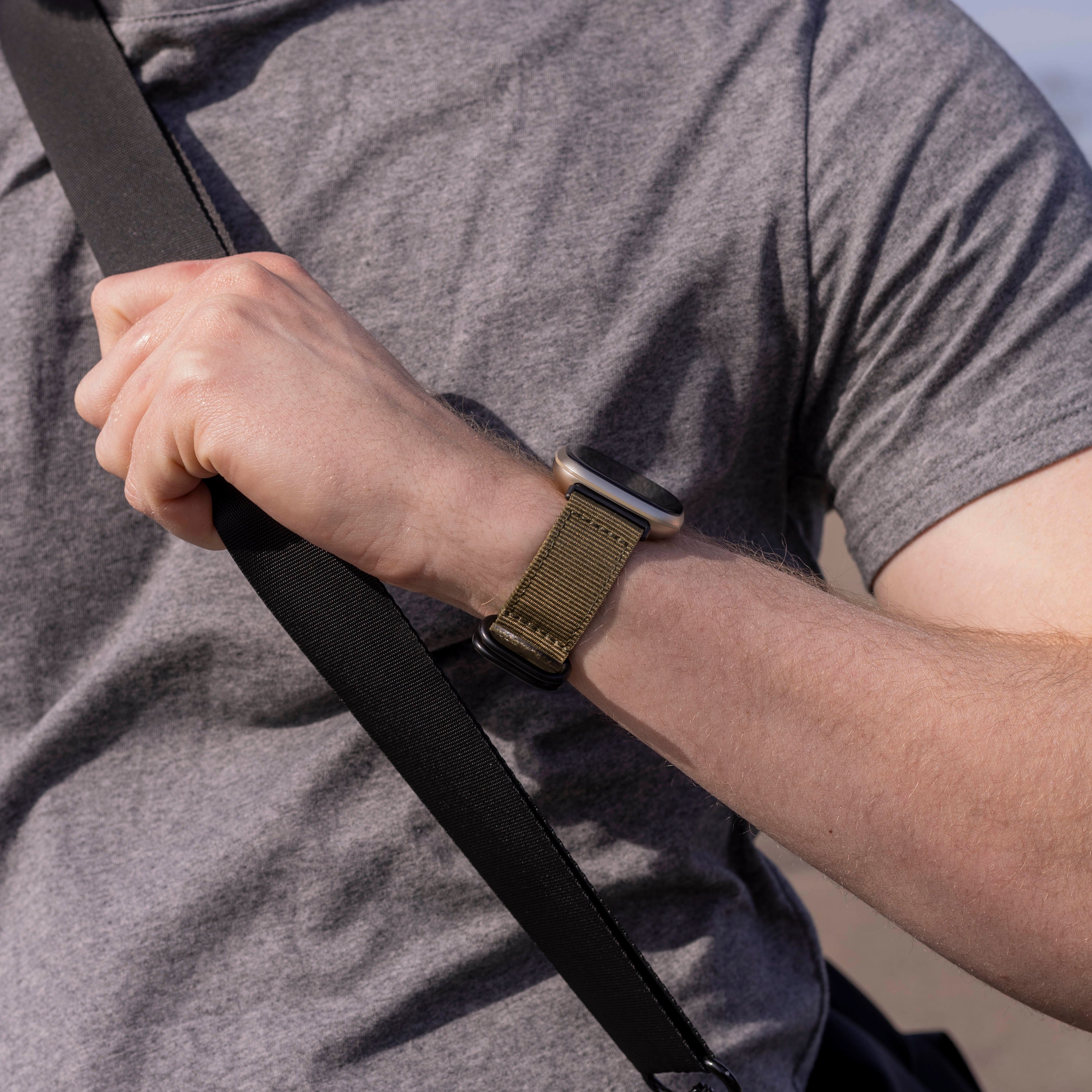 Fitbit Versa 3 Nylon Strap with Buckle (Green)