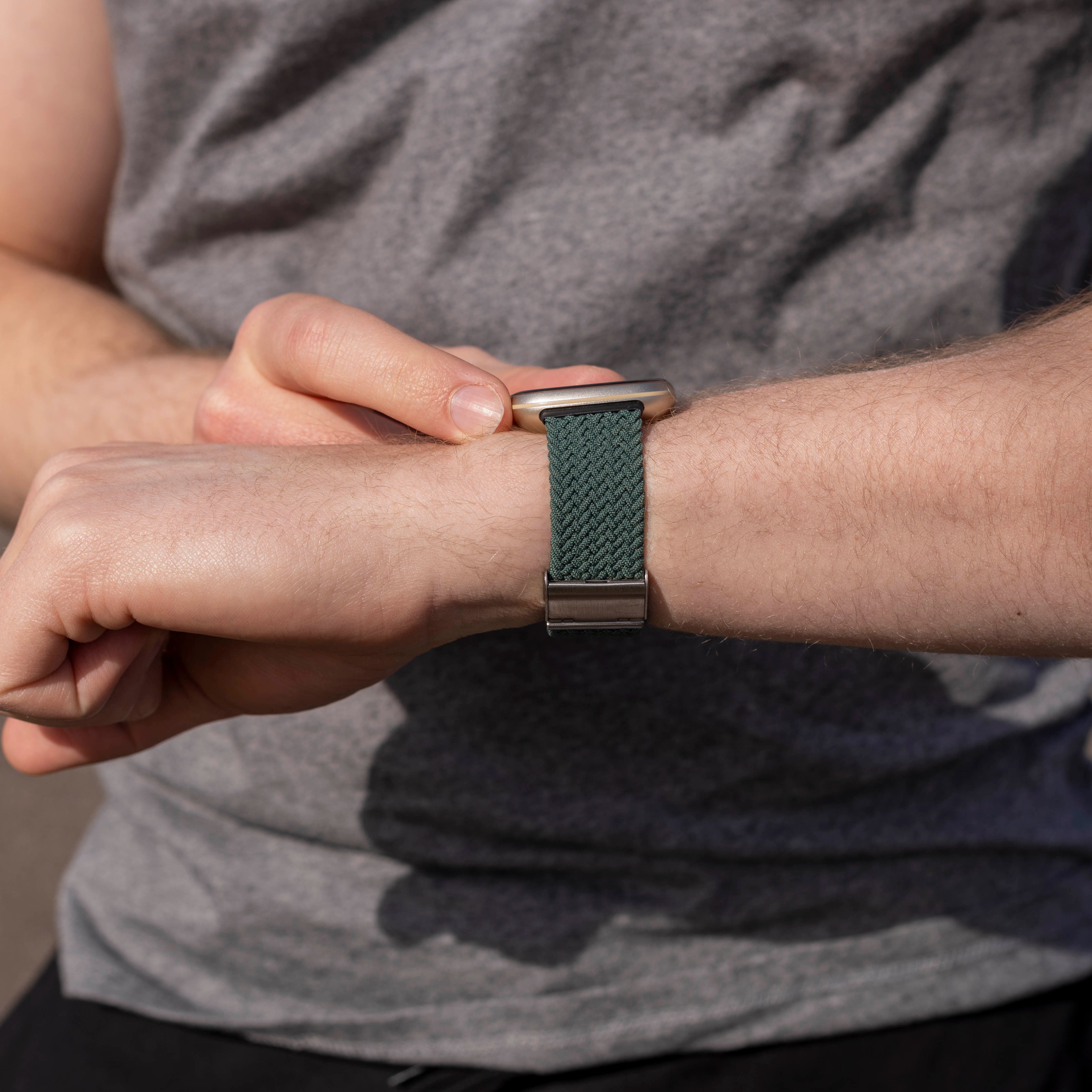 Fitbit Versa 3 Adjustable Braided Strap (Dark Green)