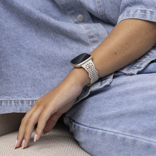 Fitbit Versa 3 Silicone Strap with Pattern (Grey/Pink)