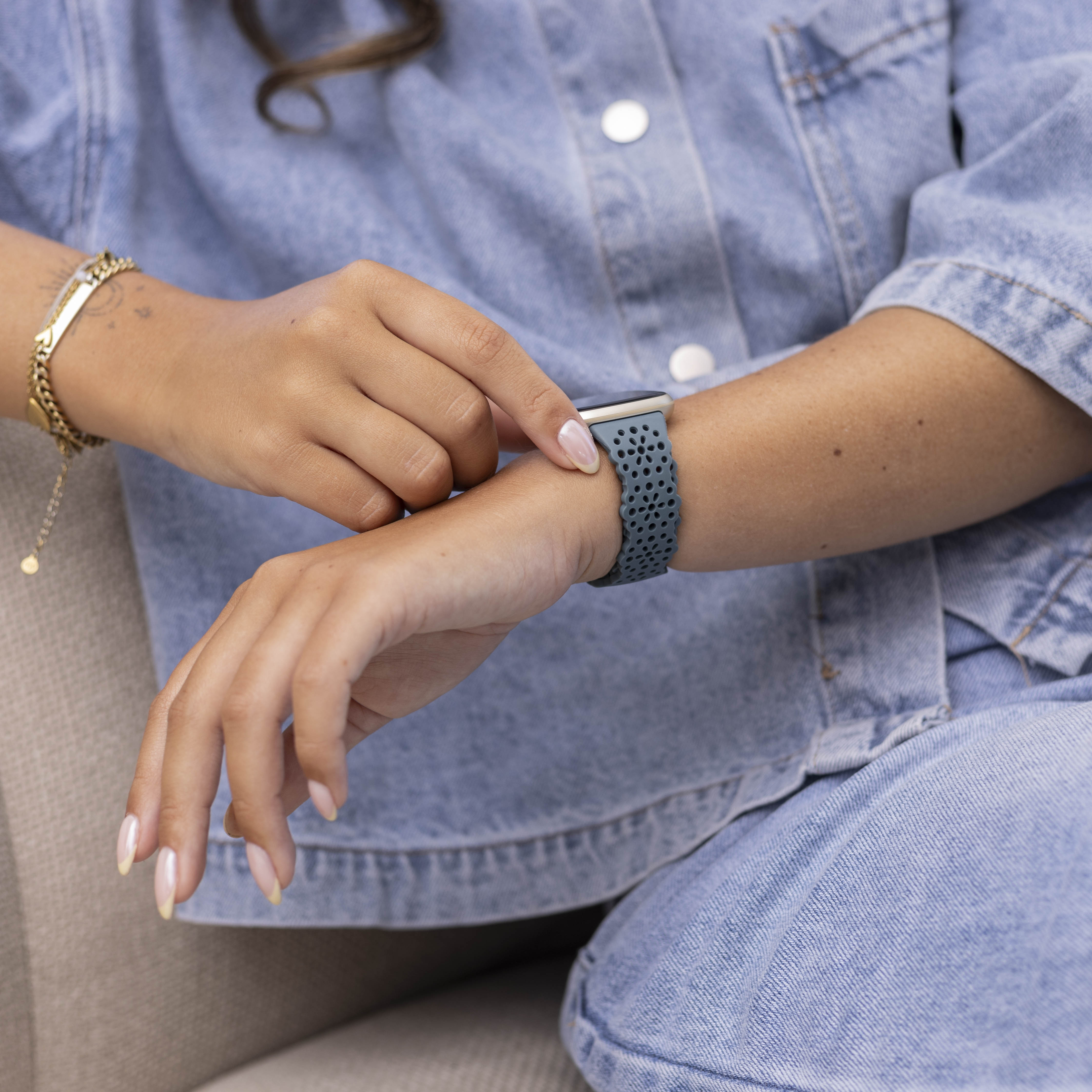 Fitbit Versa 3 Silicone Strap with Pattern (Greyblue)