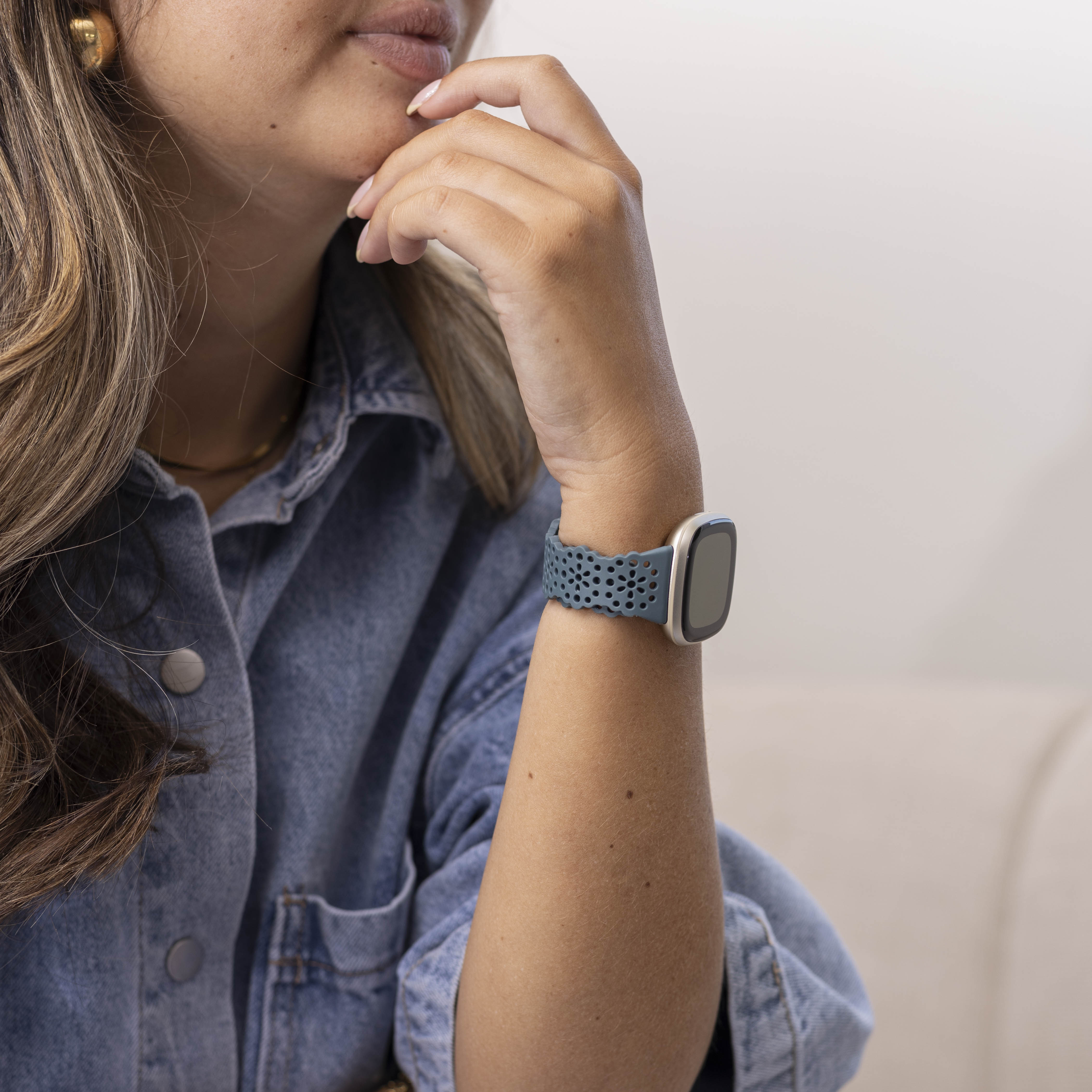 Fitbit Versa 3 Silicone Strap with Pattern (Greyblue)