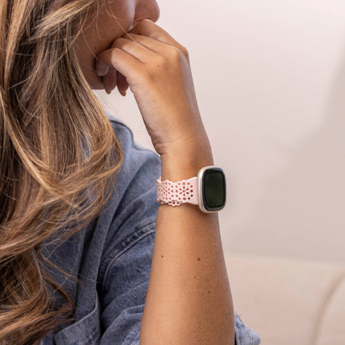 Fitbit Versa 3 Silicone Strap with Pattern (Light Pink)