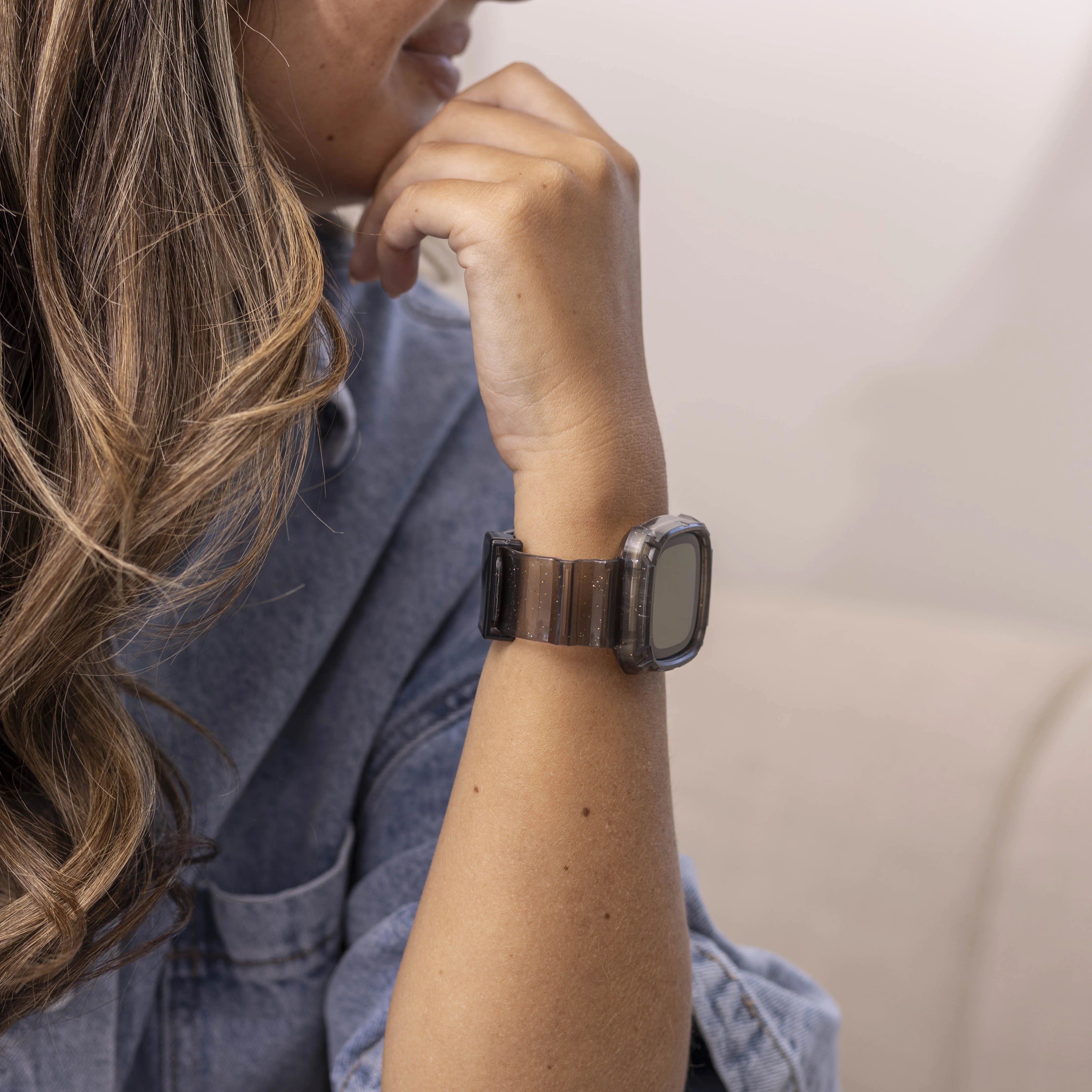 Fitbit Sense Clear TPU Strap with Frame (Transparent Black)