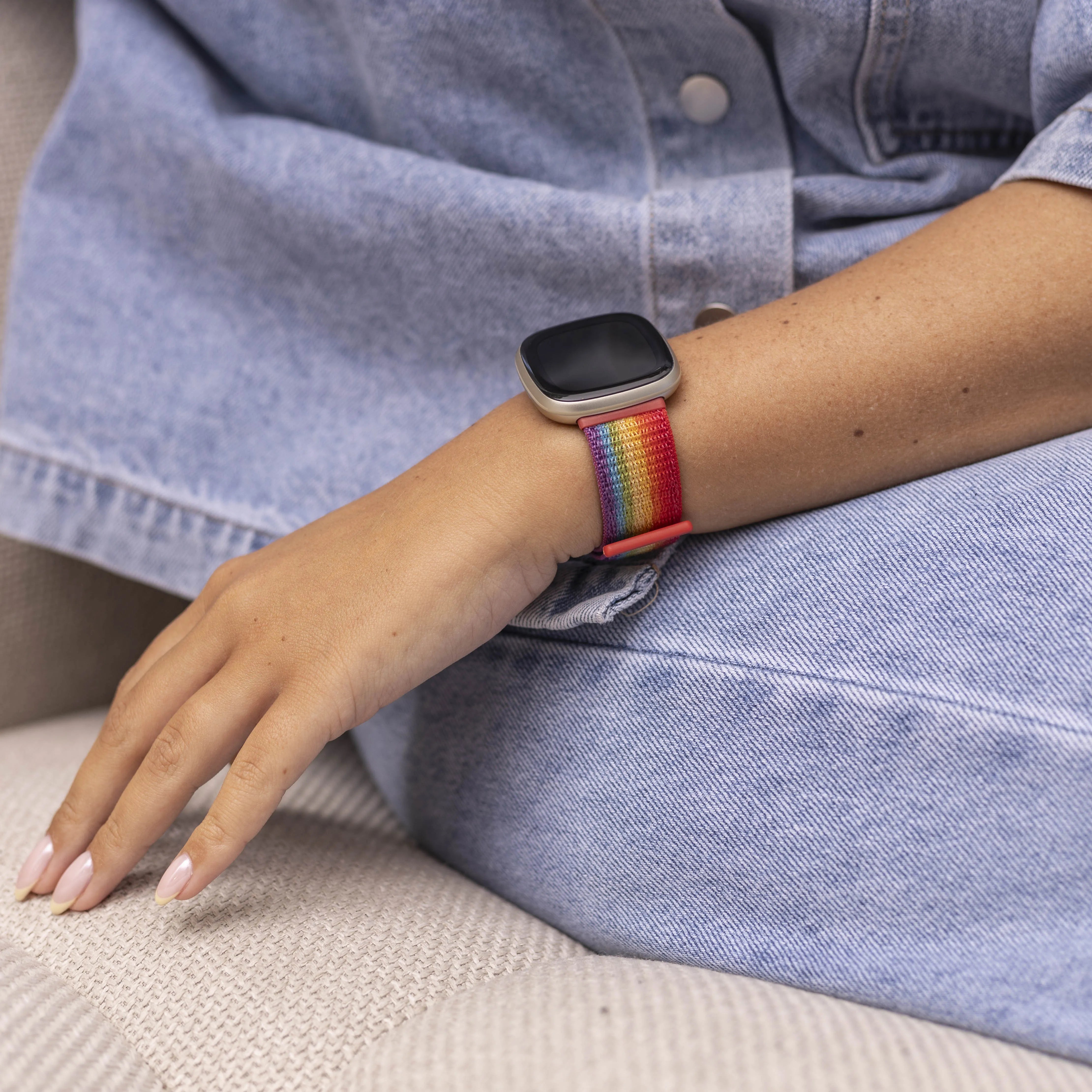 Fitbit Versa 3 Nylon Strap (Rainbow)