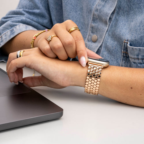 Fitbit Sense Steel Strap Hexagons (Rose Gold)