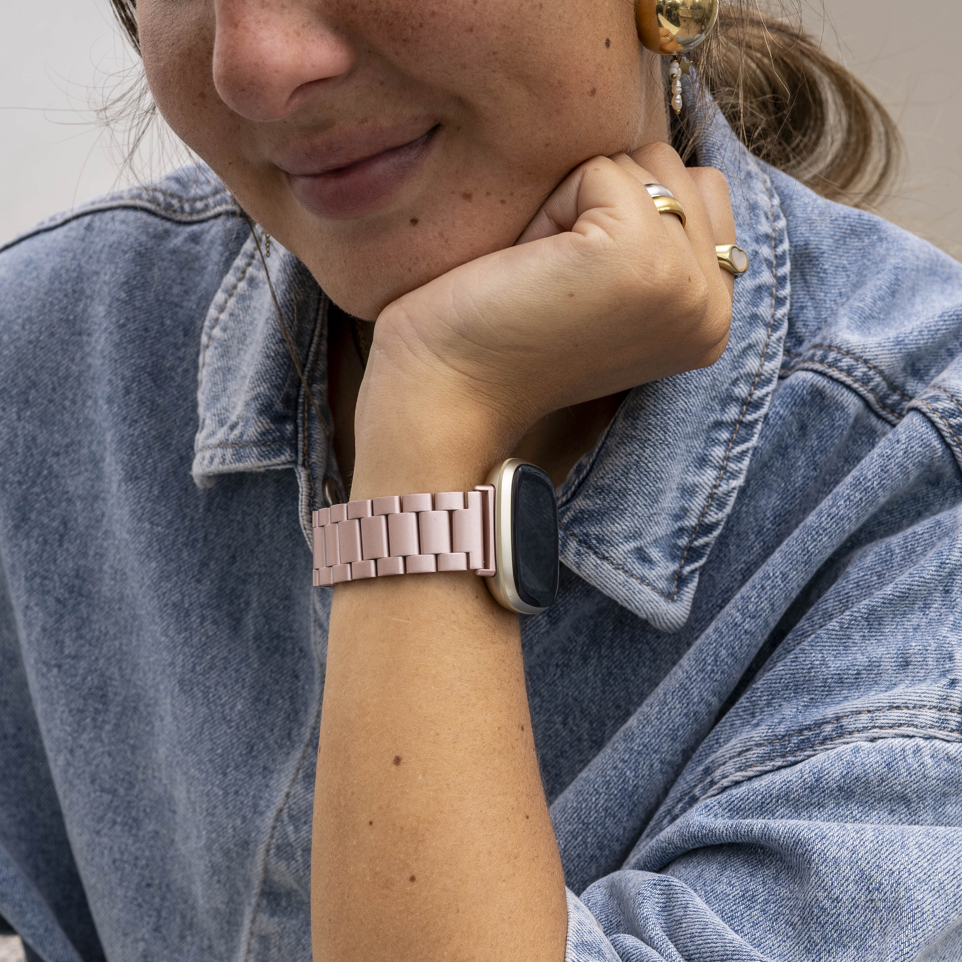 Fitbit Sense Steel Strap (Pink)