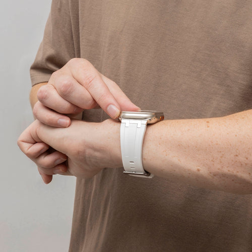Bandz Apple Watch Silicone Strap 'Luxe Liquid' (White With Silver)