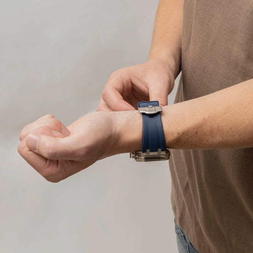 Apple Watch Premium Liquid Silicone Strap (Blue with Titanium)