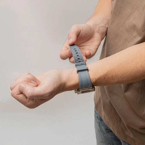 Apple Watch Luxury Liquid Silicone Strap (Dark Grey/Silver)