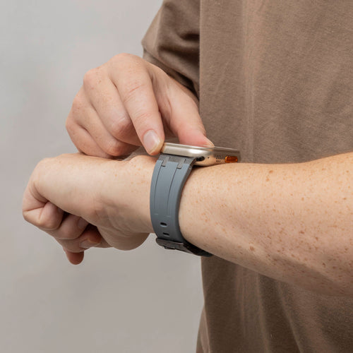 Bandz Apple Watch Silicone Strap 'Luxe Liquid' (Gray With Black)