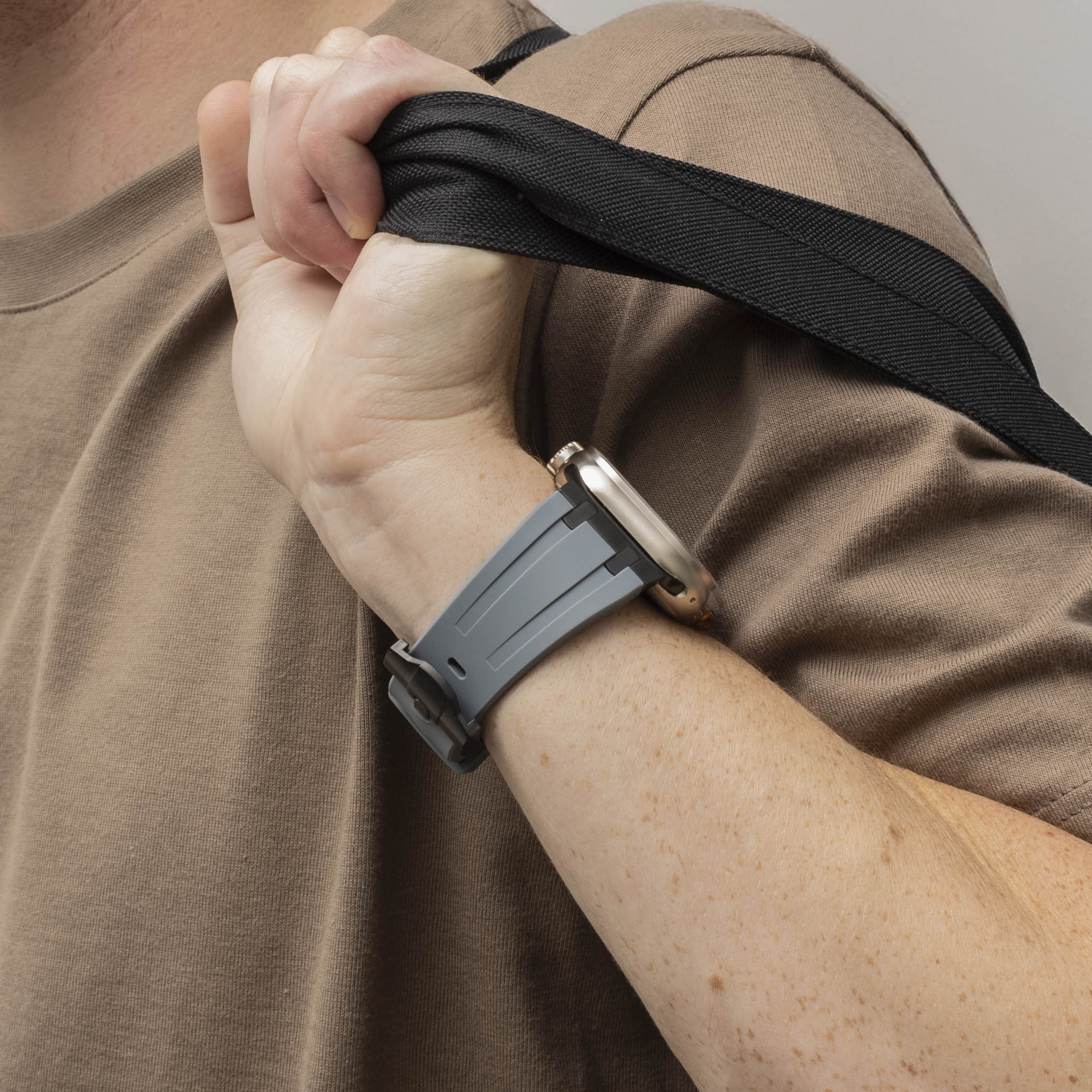 Apple Watch Luxury Liquid Silicone Strap (Dark Grey/Black)