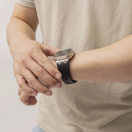 Bandz Apple Watch Silicone Strap 'Luxe Liquid' (Black With Silver)