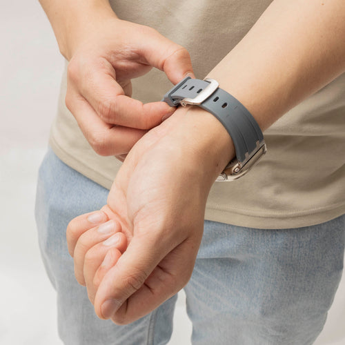 Bandz Apple Watch Silicone Strap 'Luxe Liquid' (Gray With Silver)