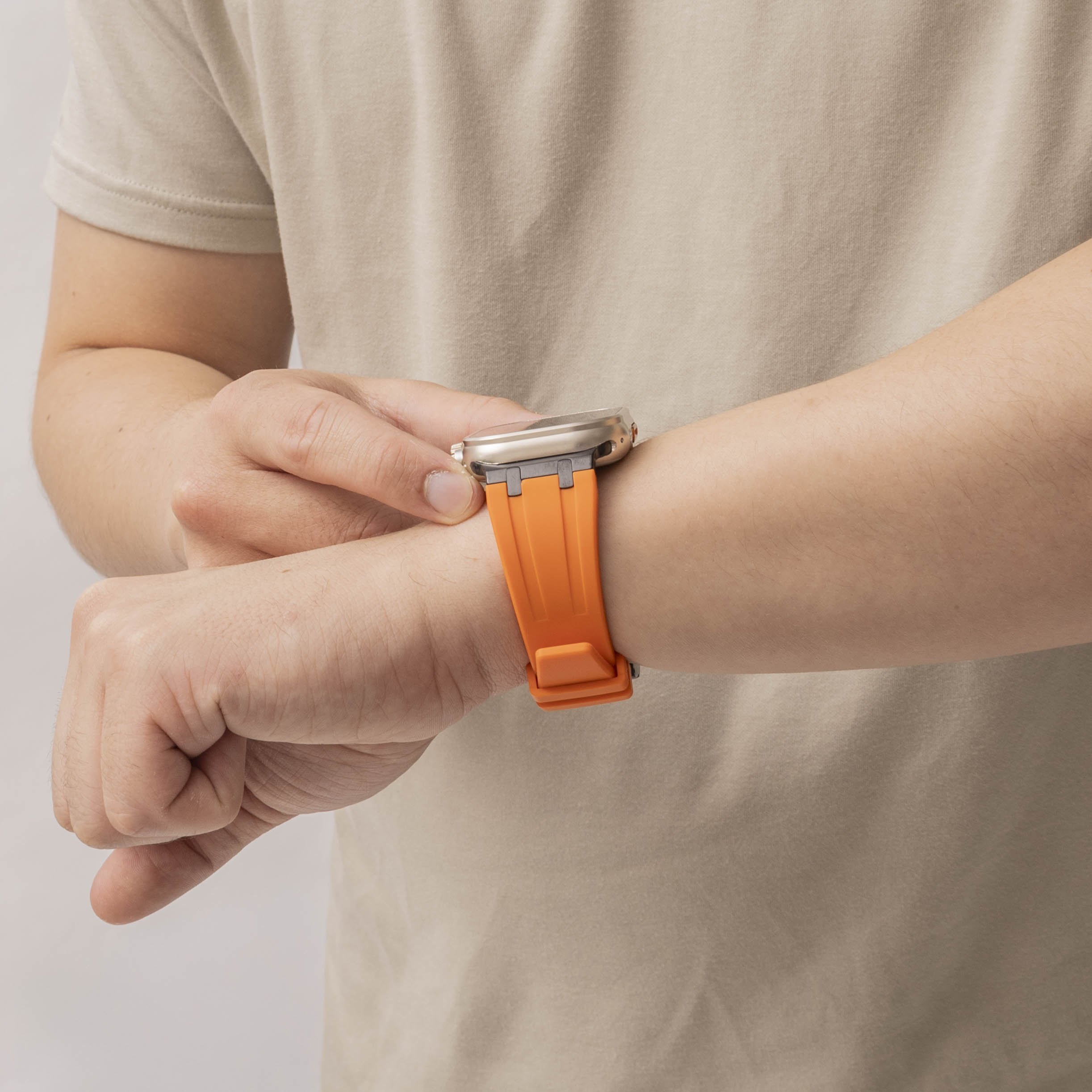 Apple Watch Luxury Liquid Silicone Strap (Orange/Black)