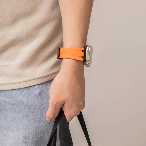 Apple Watch Luxury Liquid Silicone Strap (Orange/Black)