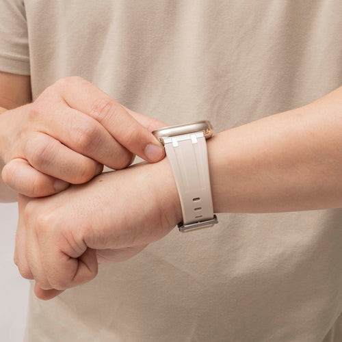 Bandz Apple Watch Silicone Strap 'Luxe Liquid' (Beige With Silver)