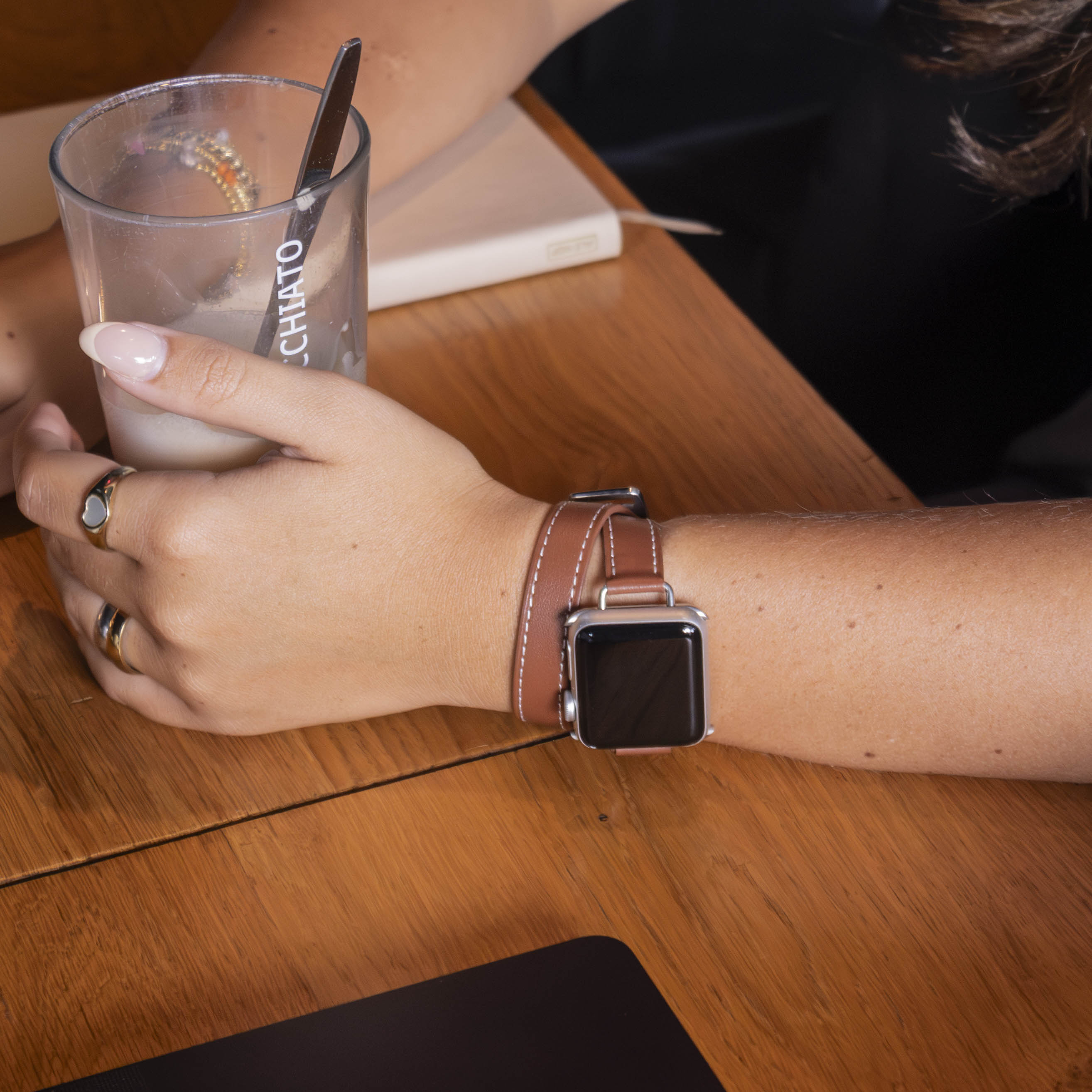 Apple Watch Leather Double Tour Strap (Brown) - Main Image
