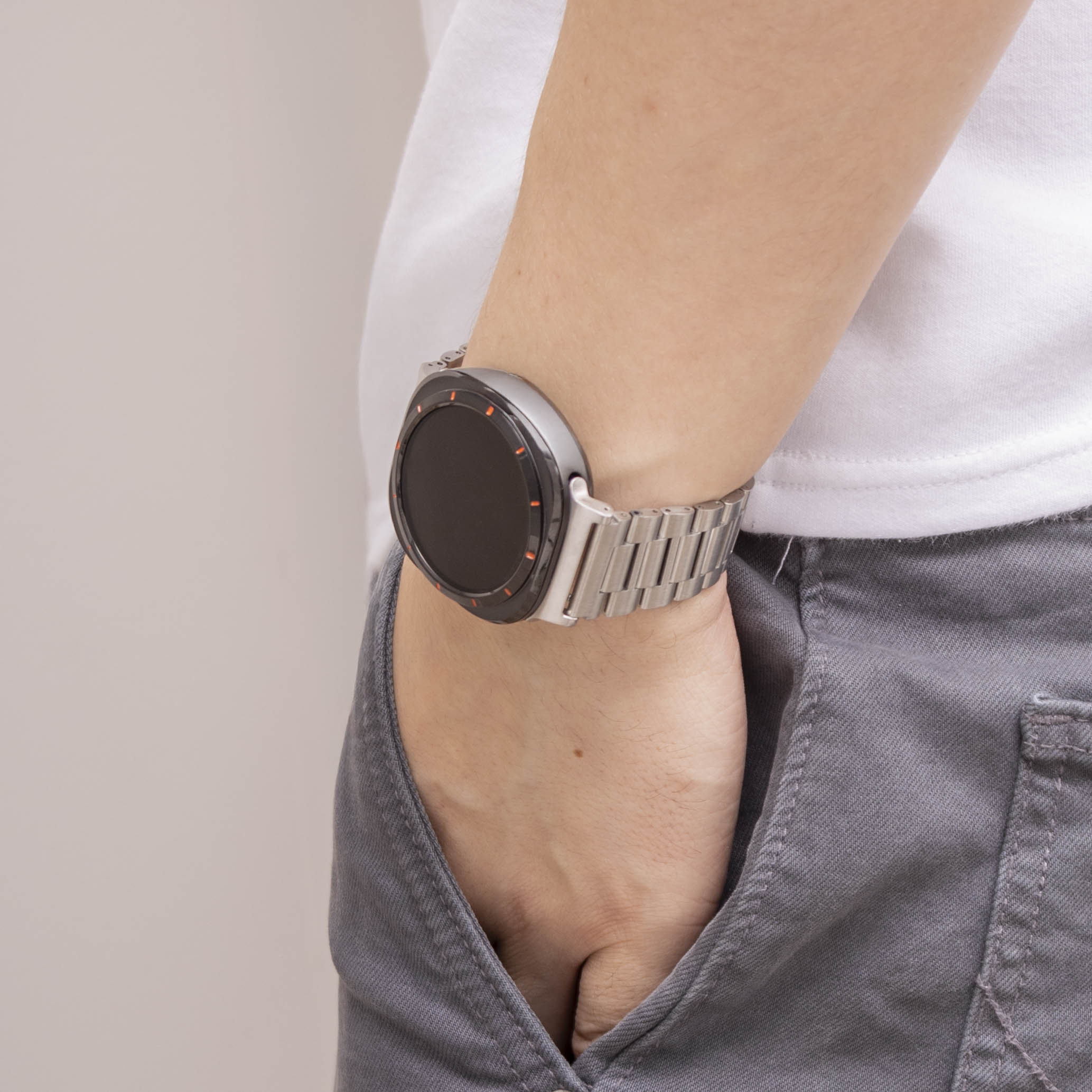 Bandz Samsung Galaxy Watch Ultra Steel Link Strap 'Deluxe' (Silver)