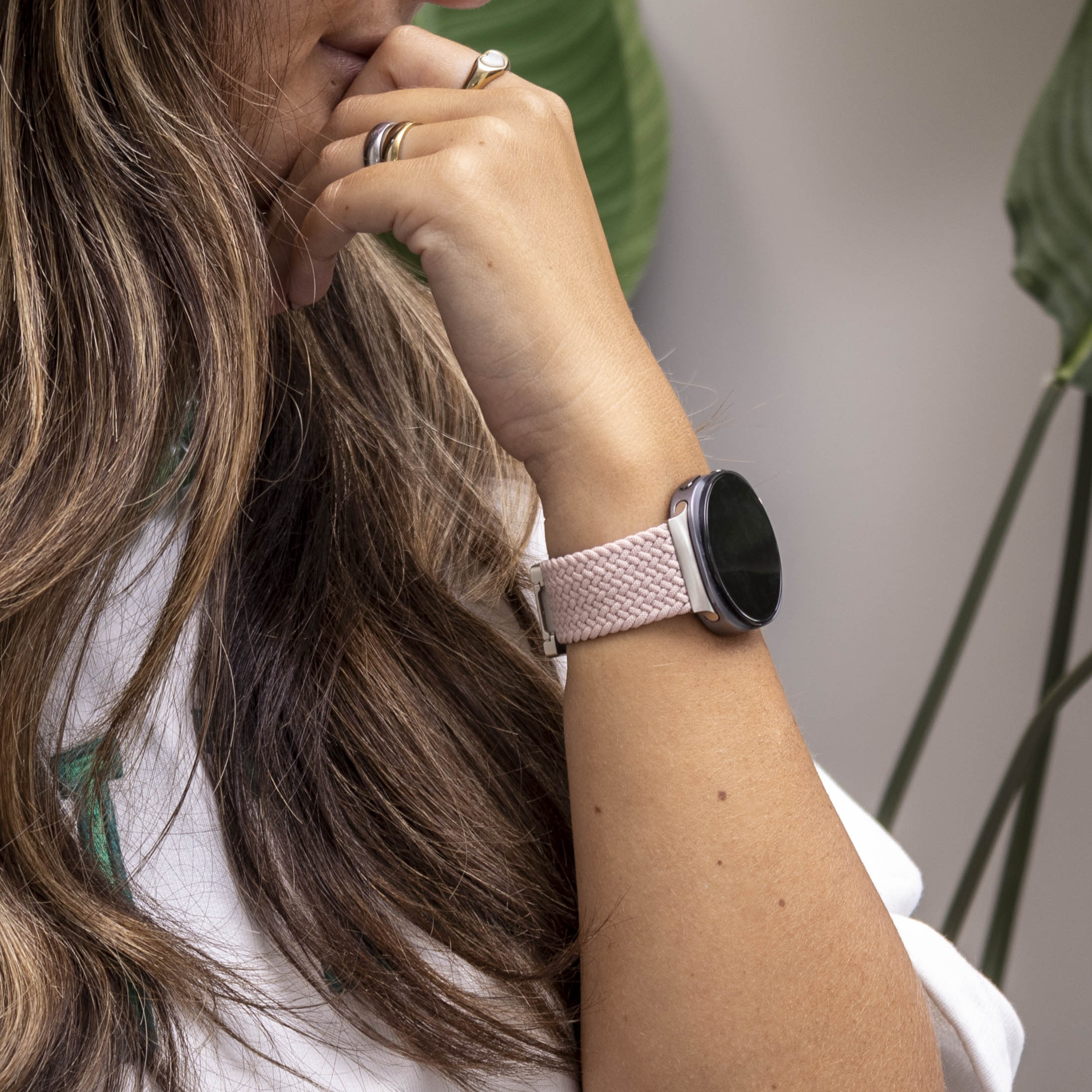 Samsung Galaxy Watch 8 - 44mm Braided Strap with P-Buckle (Pink)