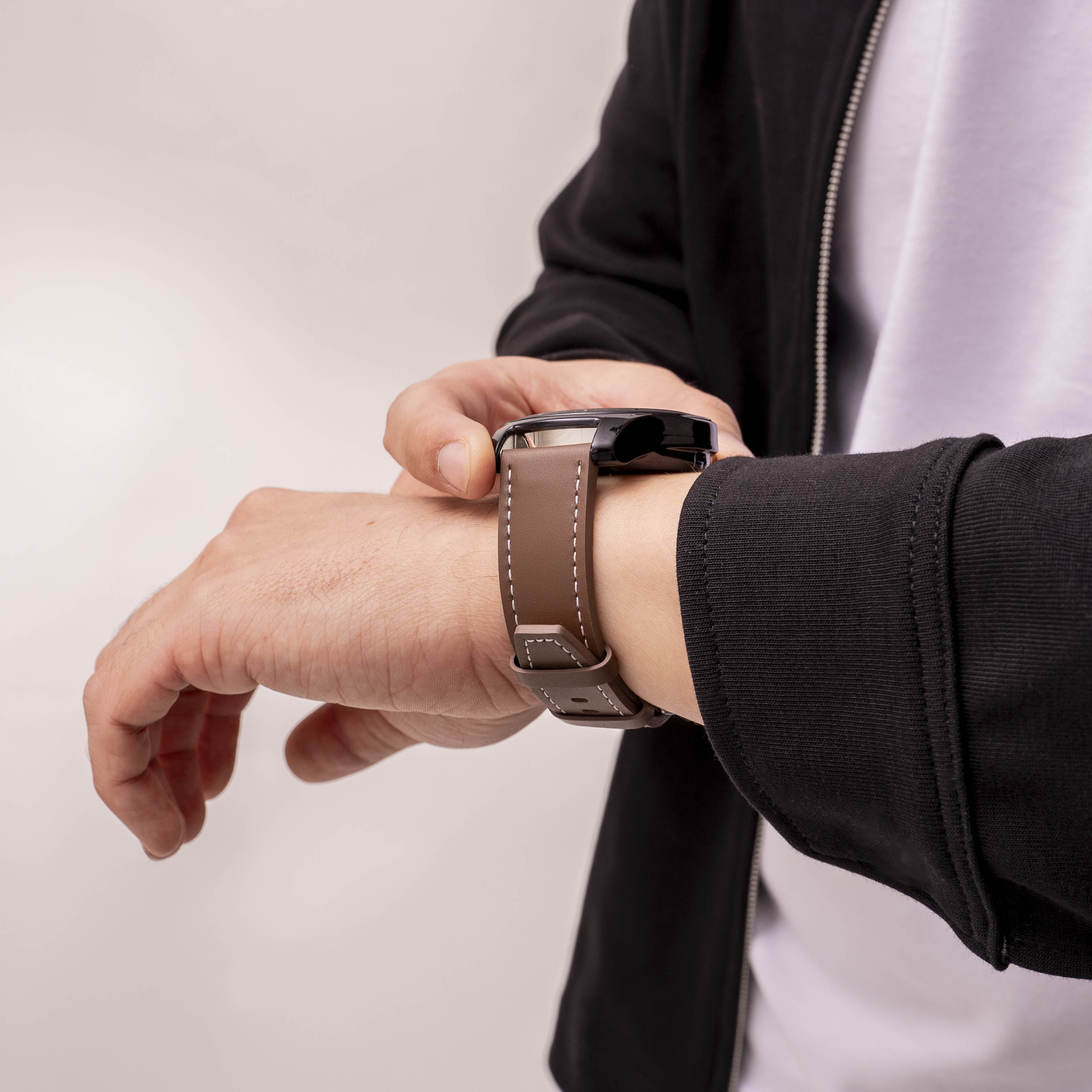 Xiaomi Mi Watch 'One Push' Leather Strap (Dark Brown)