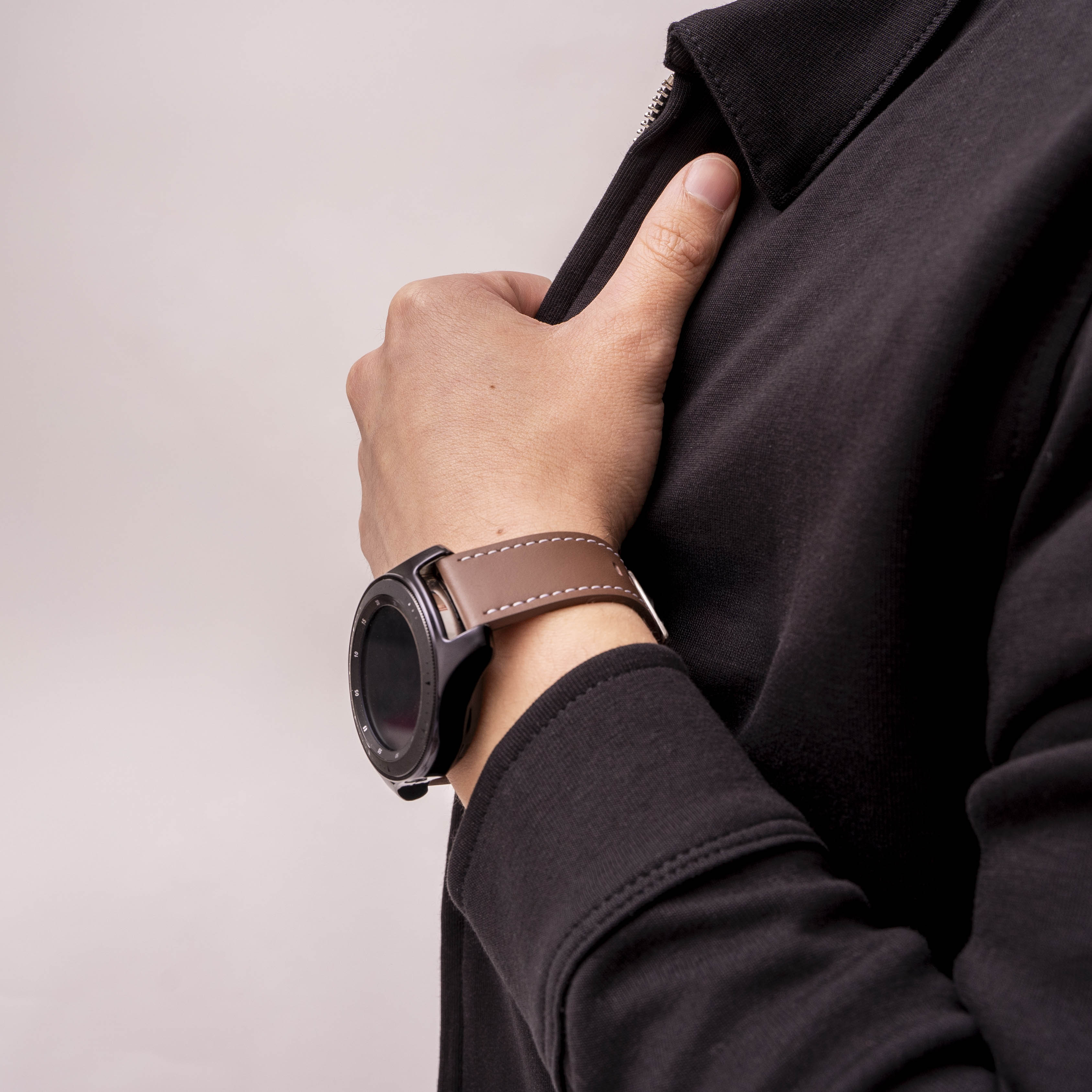 Huawei Watch GT 6 - 46mm 'One Push' Leather Strap (Dark Brown)