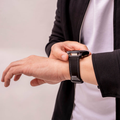 Oppo Watch X 'One Push' Leather Strap (Black)