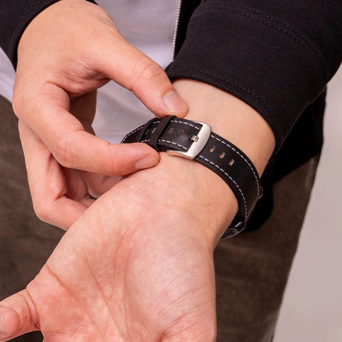 Oppo Watch X 'One Push' Leather Strap (Black)