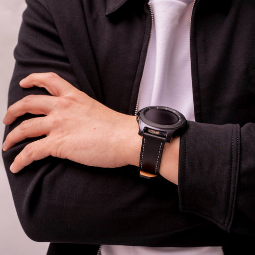 Oppo Watch X 'One Push' Leather Strap (Black)