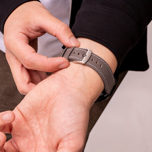 Amazfit Active Max Leather Strap 'One Push' (Grey)