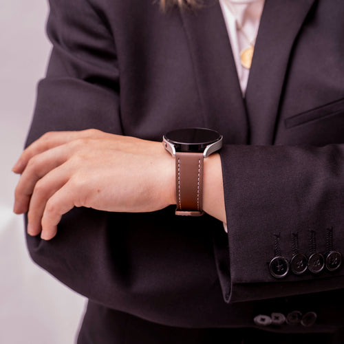 Samsung Galaxy Watch 6 - 44mm 'One Push' Leather Strap (Dark Brown)