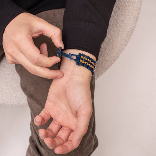 Polar Vantage M Steel Link Strap Duo (Blue/Gold)