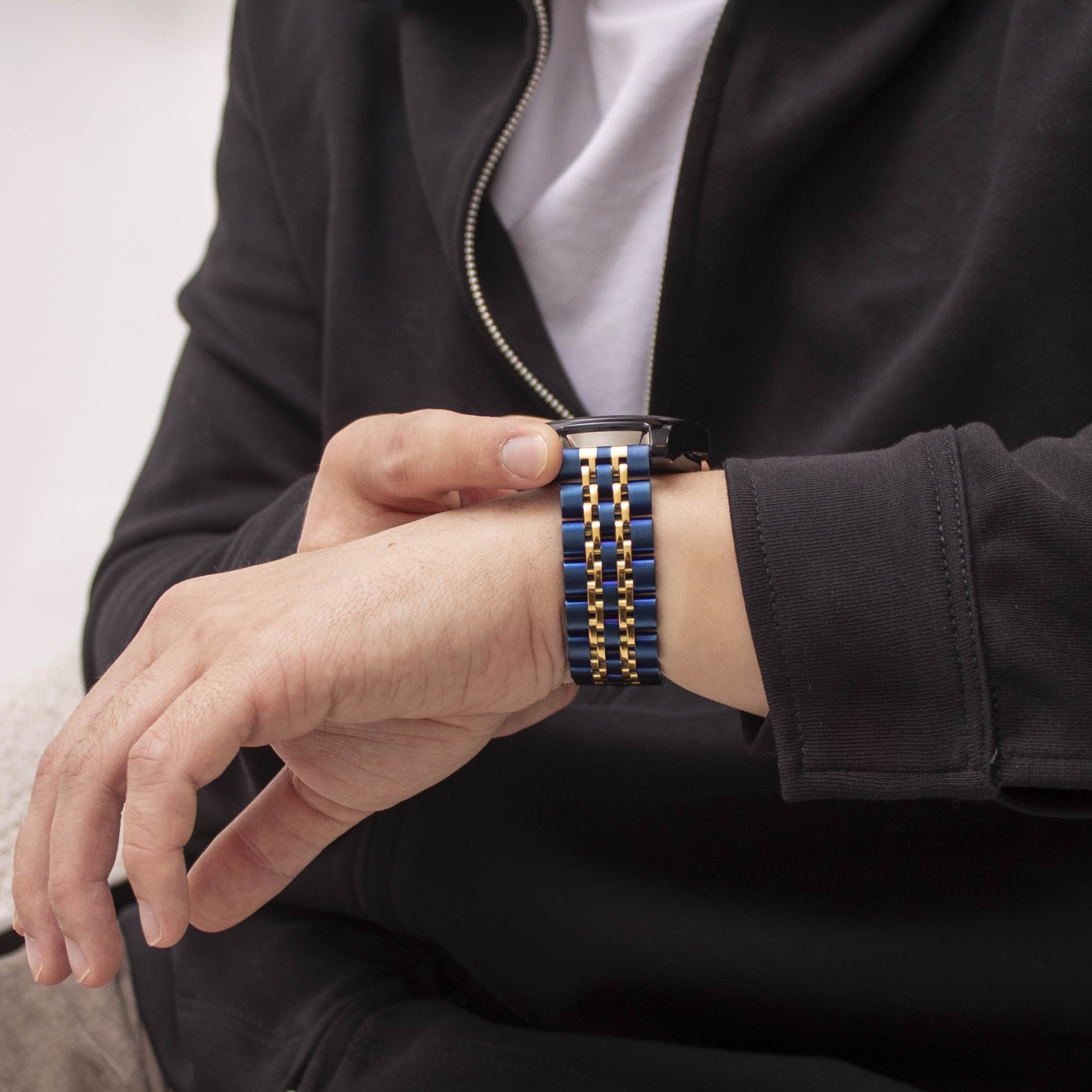 Polar Vantage M Steel Link Strap Duo (Blue/Gold)