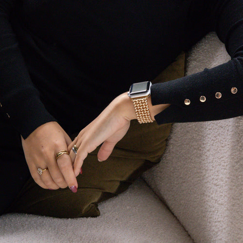 Apple Watch Ultra Beaded Steel Strap (Gold)