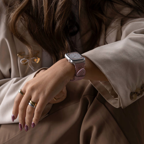 Apple Watch Patterned Leather Strap (Pink)