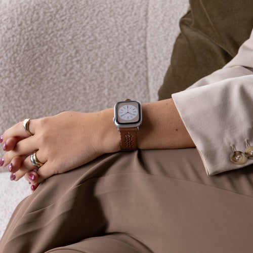 Apple Watch Patterned Leather Strap (Brown)