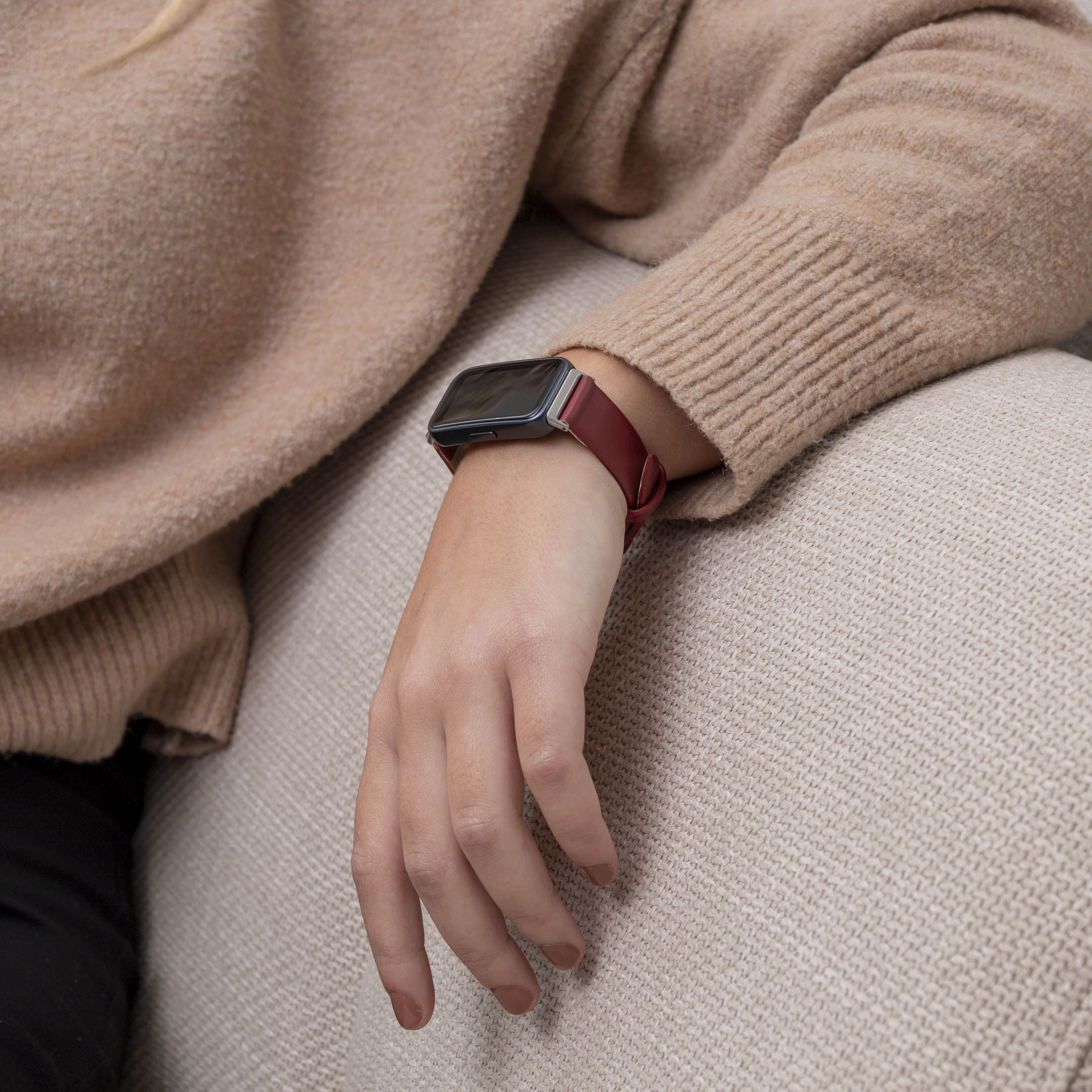 Huawei Band 9 Leather Strap (Wine Red)