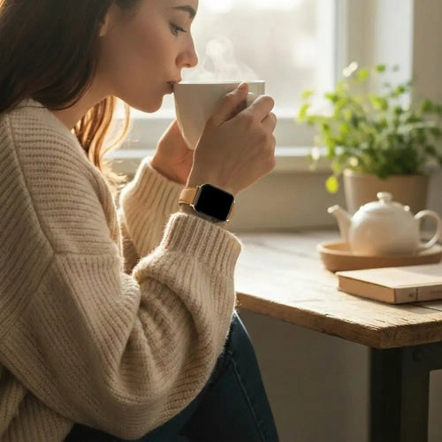 Bandz Apple Watch Leather Strap 'D-Type' (Milk Tea)