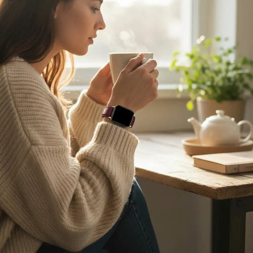 Bandz Apple Watch Leather Strap 'D-Type' (Wine Red)