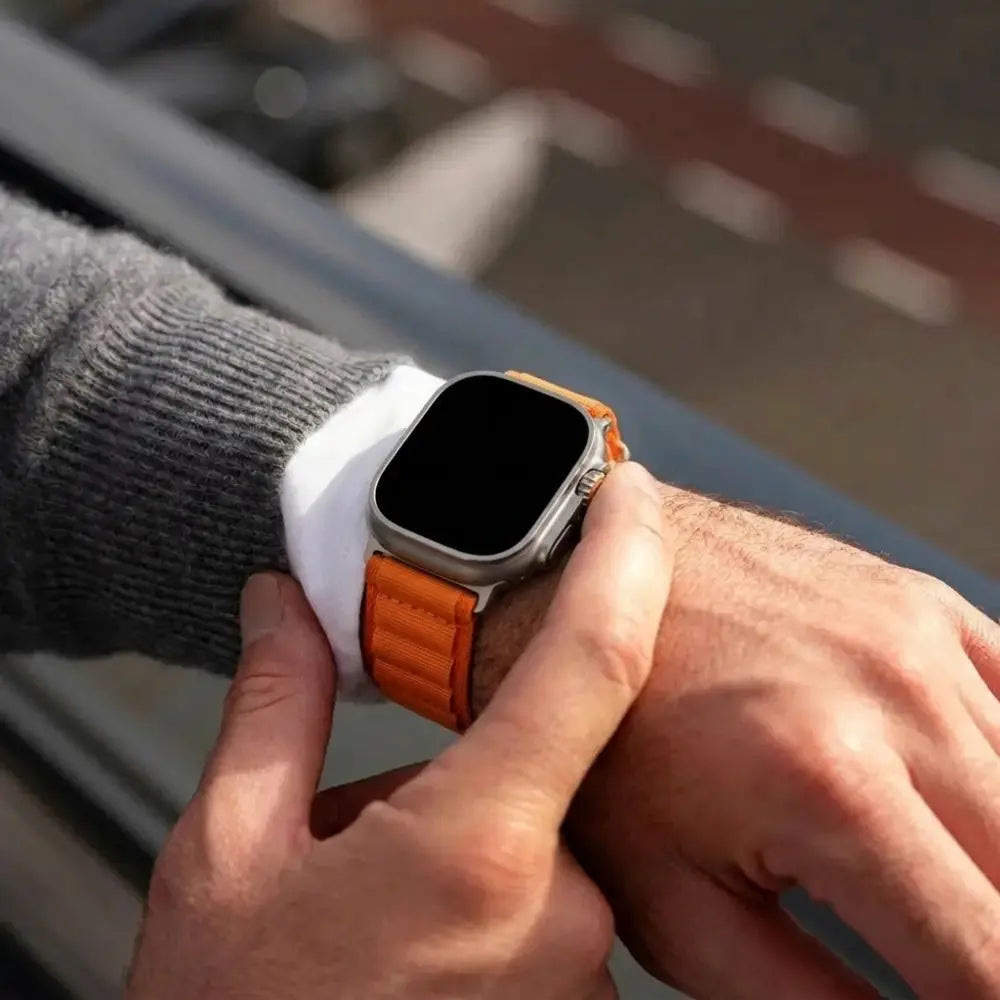 Bandz Apple Watch Ultra Nylon Strap 'Explorer' (Orange/Titanium)