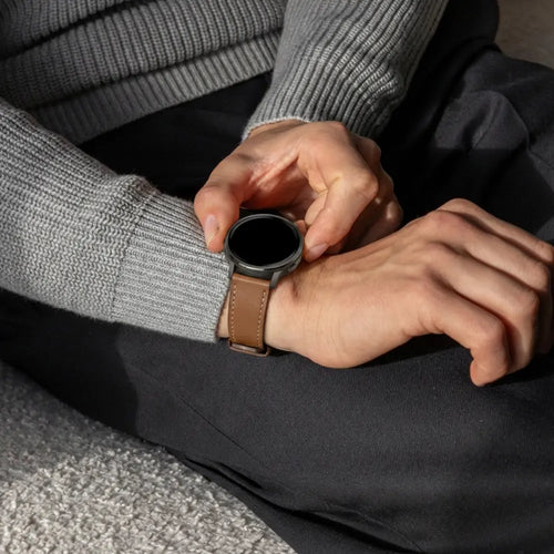 Bandz Garmin Forerunner 265 Leather Strap 'Deluxe' (Brown)