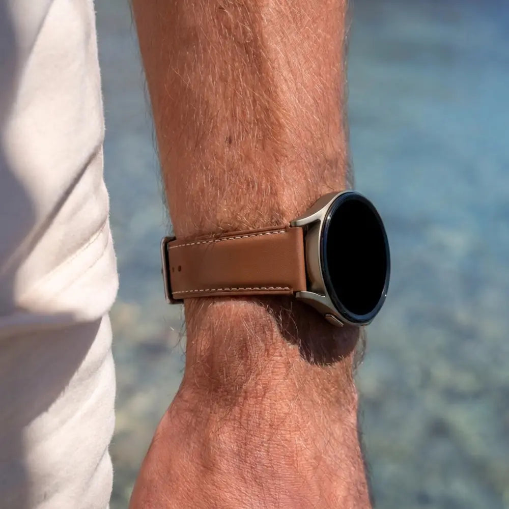 Bandz Samsung Galaxy Watch 7 - 40mm lederen band 'Easy fit' (bruin)