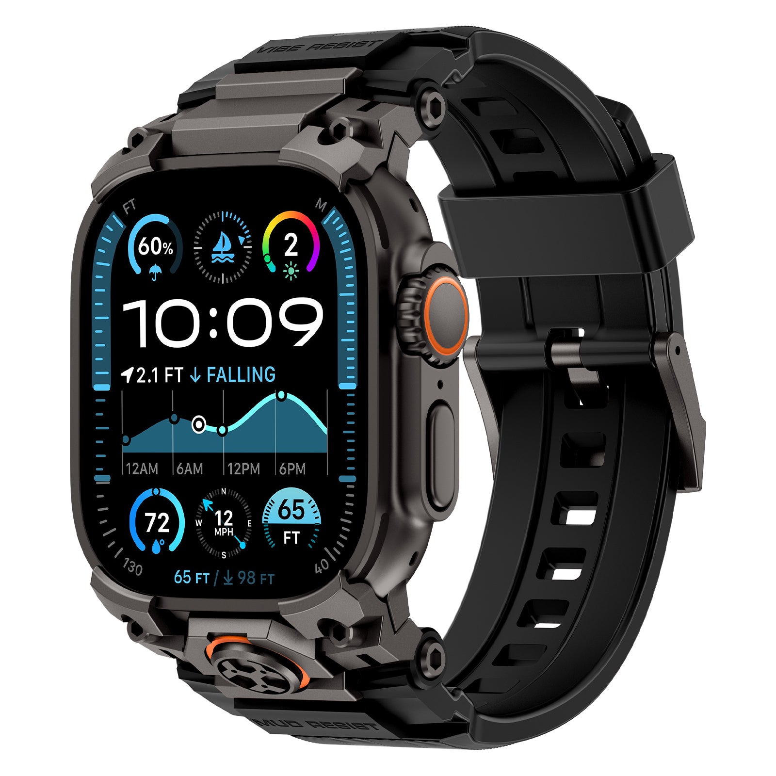 Apple Watch 'Four Claw' Silicone Strap (Black)