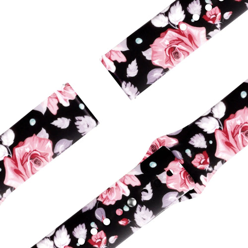 Silicone Patterned Strap, laid flat, separate parts, direct top view