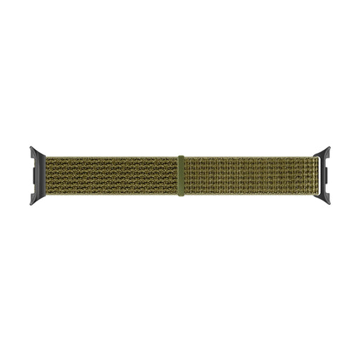 Nylon Strap, olive, laid flat, separate parts, direct top view