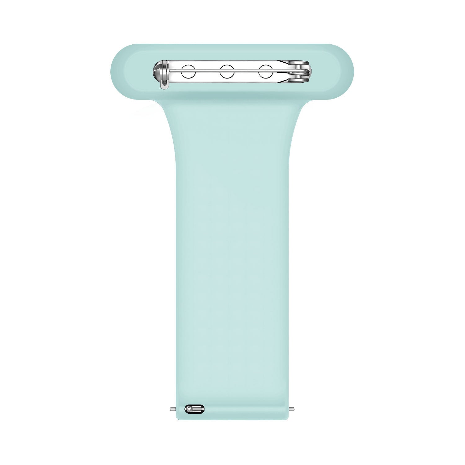 Silicone Nurse Fob, light green, laid flat, separate parts, direct top view