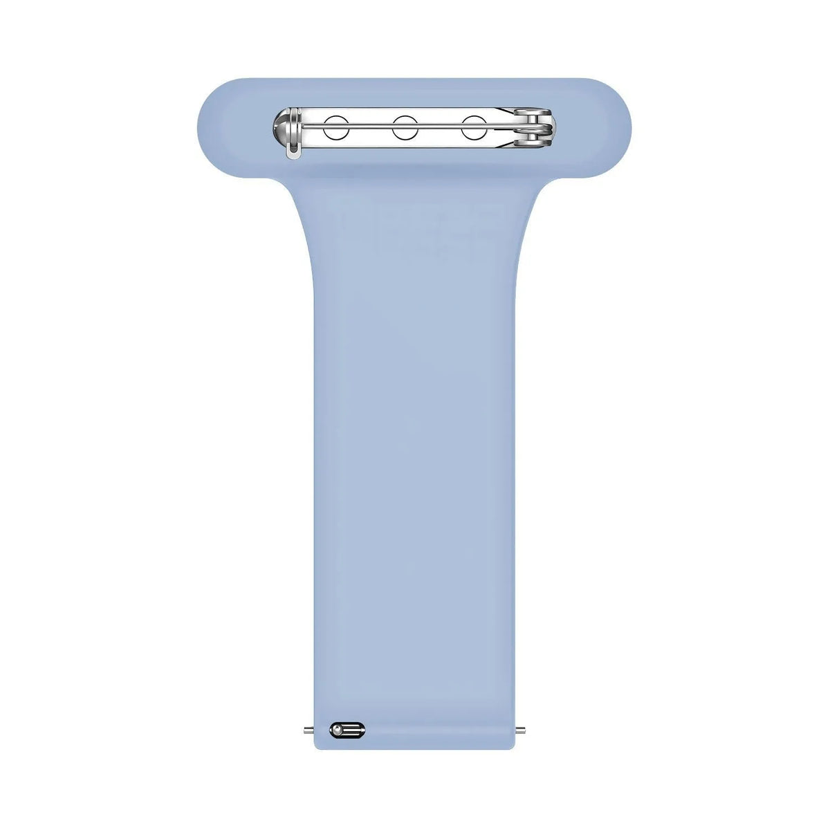 Silicone Nurse Fob, light blue, laid flat, separate parts, direct top view