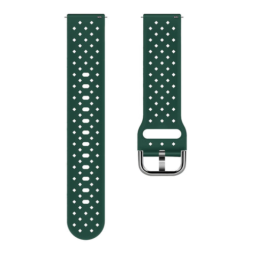 Braided Silicone Strap, dark green, laid flat, separate parts, direct top view