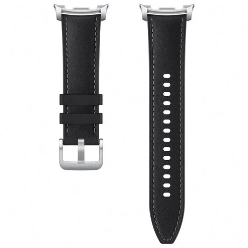 Leather Original Hybrid Strap, black, laid flat, separate parts, direct top view